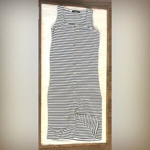 Striped Black and White Button-Down Skirt